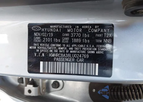 2020 Hyundai Venue Sel from USA, damaged, VIN KMHRC8A38LU024769